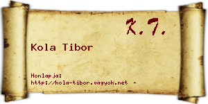 Kola Tibor névjegykártya